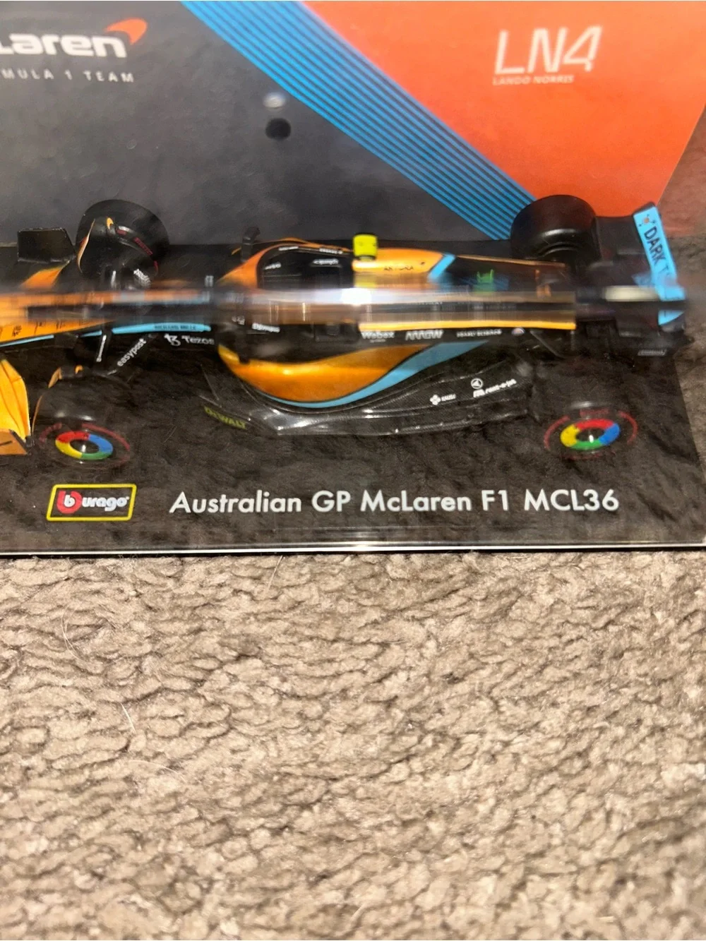 McLaren MCL36 Kids Die-Cast Race Car Toy - Black & Orange